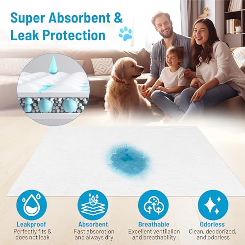 Image of 50Pcs Pet Pee Sheets for Fast Absorption of Urine, Disposable Pet Absorbent Sheets Pee Pads for Clearing Pet Urine and Stains