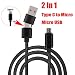 Produktbild hahuha  2 In 1 Typ C-zu-Micro-USB-Daten-Sync-Ladekabel Kompatibel mit MacBook Air & Pro