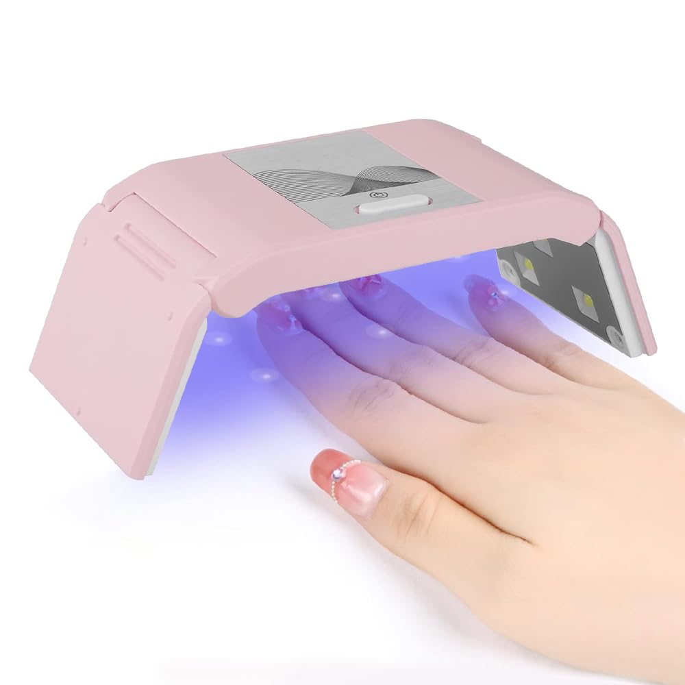 Mini UV Lamp for Gel Nails, 36 W Portable UV Lamp Nails with 60s/120s Timer, Foldable Nail Lamp, Mini UV LED Nail Lamp for Nails for Portable USB Nail Lamp, Manicure, DIY, Pink