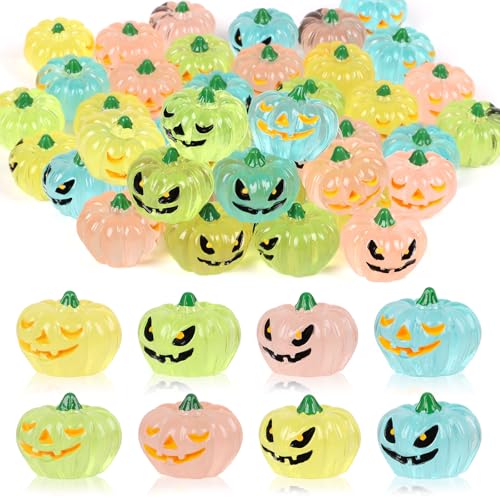CCINEE 40Pcs Glow in The Dark Mini Pumpkins Halloween Luminous Mi...