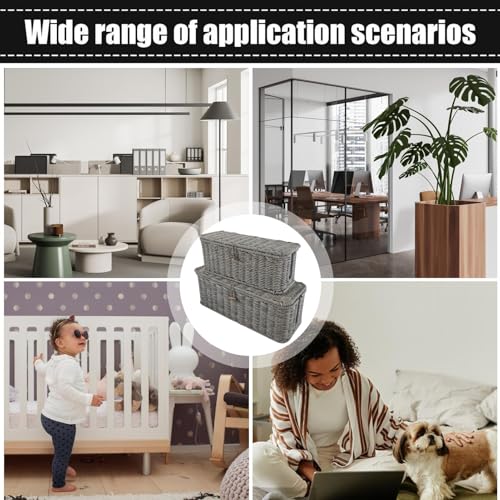 Boîtier de rangement pour fil électrique boîte cache-prise imitation rotin tressé