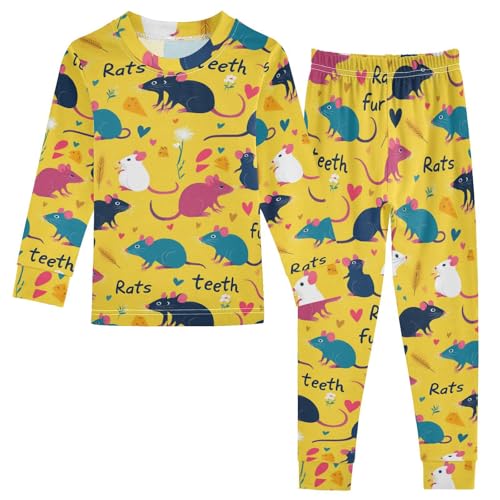 Pajama Sets Long Sleeve Rats Fur Teeth Rats Soft Comfy Sleepwear 2 Piece PJS 3-8T