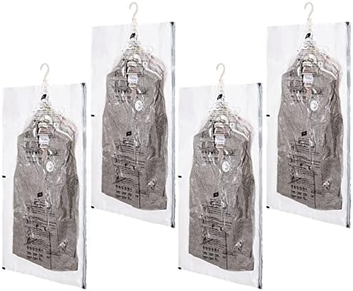 TAILINK Hanging Vacuum Storage Bags Space Saver Bags for Short Clothes, 4 Pack 41.3 x27.6 inch, Space Saver Garment Bags for Short Jacket, Suits, Dresses Space Bags Hanging Vacuum Storage Bags