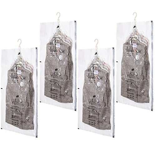 Tailink Hanging Vacuum Storage Bags Space Saver Bags For Short Clothes, 4 Pack 41.3 X27.6 Inch, Space Saver Garment Bags For Short Jacket, Suits, Dresses Space Bags Hanging Vacuum Storage Bags #TOP2