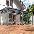 VIWAT 10x14 FT Gazebo, Splicable Pergola with Aluminum Frame, Gazebos on Clearance, Wall Mounted Gazebo & Pergola, Awnings for Patio, for Backyard, Deck, Gray