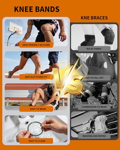 Image of 4PC Patellar Tendon Support Strap,Patella Band for Knee Pain Relief | Basketball, Running, Jumpers Knee, Tennis, Tendonitis, Soccer and Hiking, Women and Men, Silicone,Includes Storage Bag