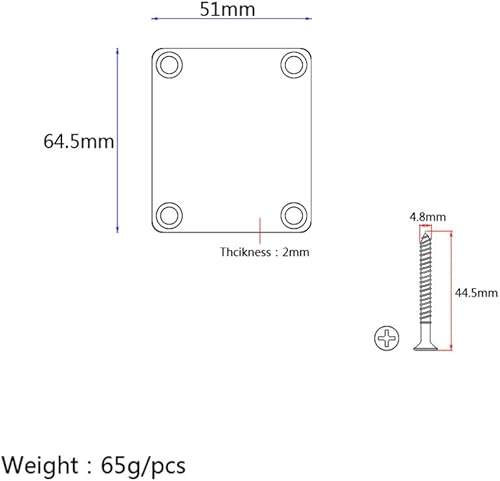 Miniatura 2 de EXCEART Placa de cuello de metal, placa de conexión con 4 tornillos para instrumento musical de bajo (negro)