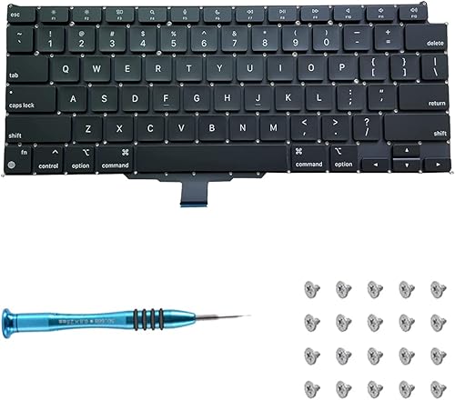 Miniatura 1 de Willhom Teclado estadounidense con tornillos y destornilladores de repuesto para MacBook Air de 13 pulgadas con pantalla Retina A2337 a finales de