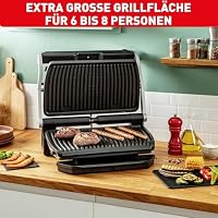 Tefal OptiGrill+ XL Kontaktgrill, 9 Programme, manueller Modus, 200 W, Garstufenanzeige, Dickemessung, Abnehmbare XL-Platten, Elektrogrill, Edelstahl, GC722D16 – Ansicht 6