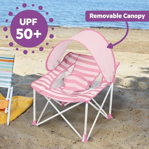 Image of Bright Starts Pop 'N Chill Portable Baby Seat, UPF 50+ Canopy, Pink