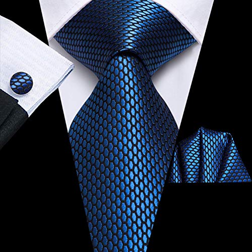 Image of Dubulle Mens Paisley Striped Tie Woven Necktie for Men and Handkerchief Cufflinks Set Wedding Formal Business
