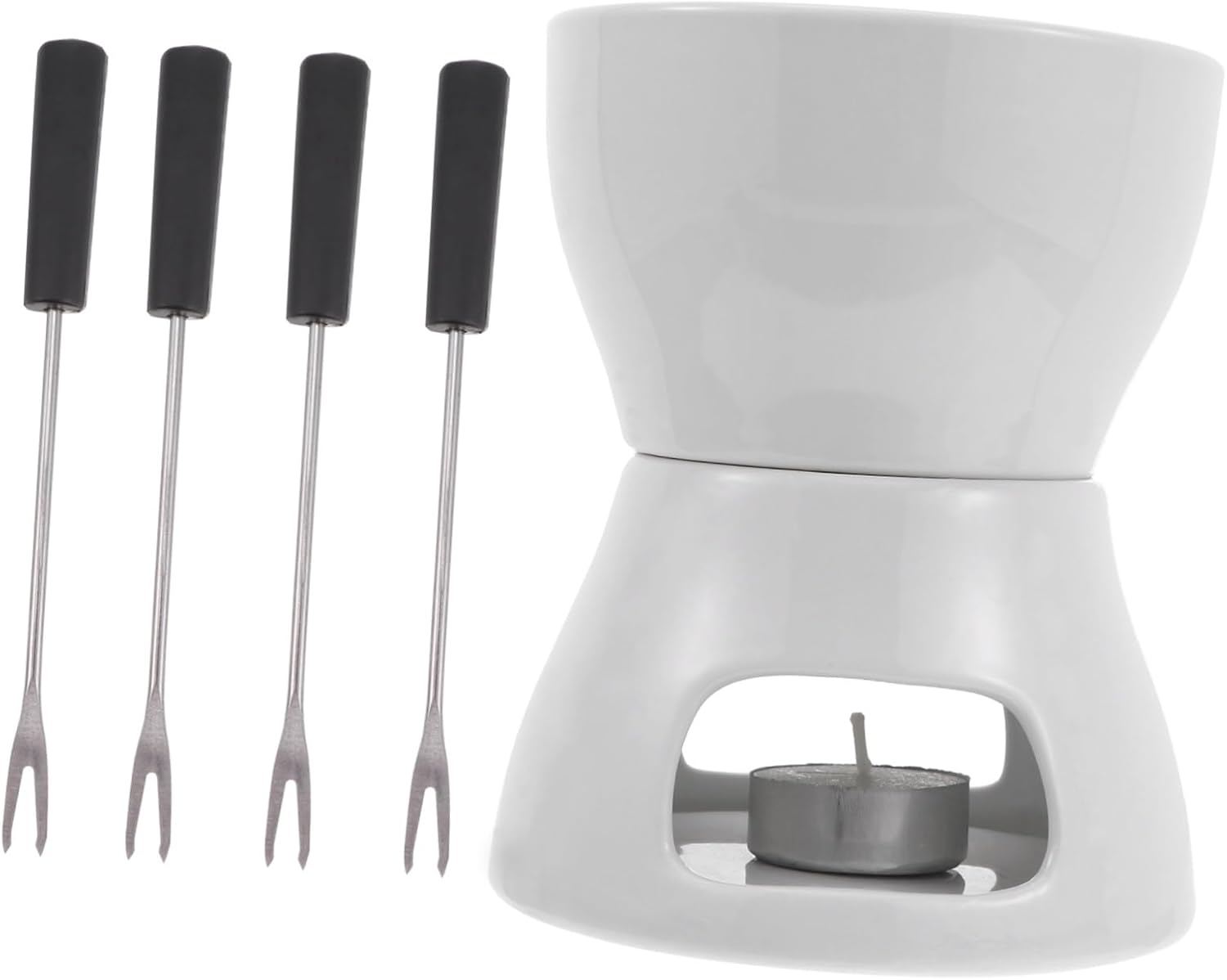 Zerodeko 1set Ceramic Fondue Pot for Chocolate Cheese and Butter Capacity for People for Home Cooking and Entertaining