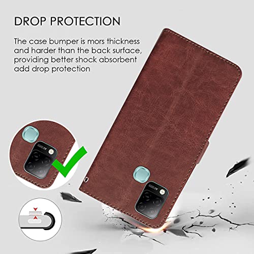 Image of Flip Cover Back Case for Infinix Hot 10S | Premium Leather Finish | Inbuilt Pockets & Stand | Flip Cover Back Case for Infinix Hot 10S (Brown)