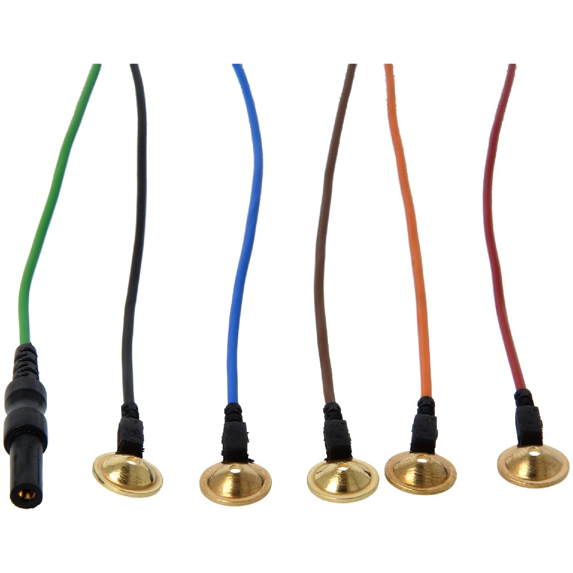 Electrode Cupule 10mm Dorée EEG Sommeil - capteur Neurofeedback - 10 couleurs - Fiche Touch Proof DIN42802 (100cm)