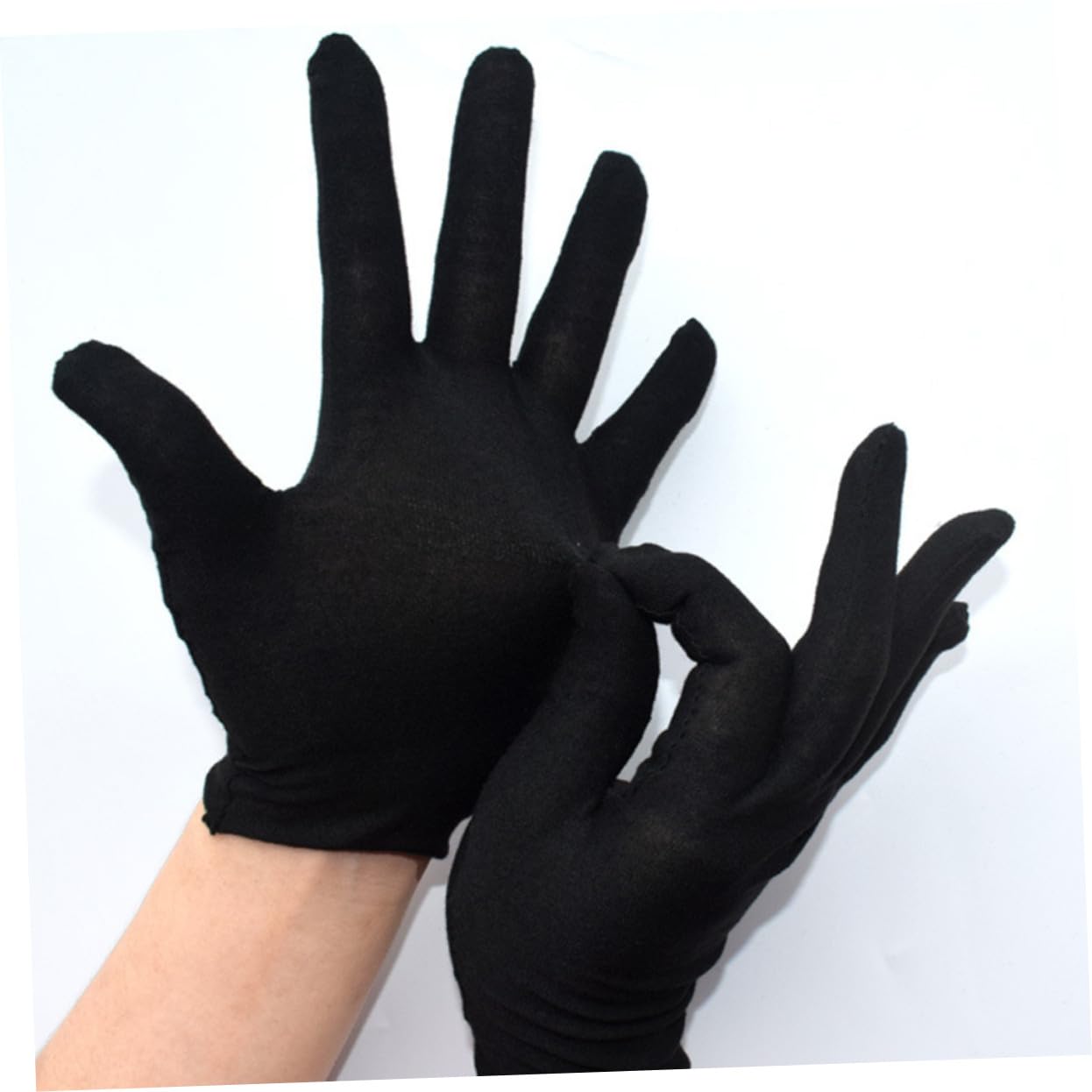 12 Pares de Guantes de Algodón Negro Impermeables y Resistentes al Desgaste para Trabajo, Jardinería y Limpieza