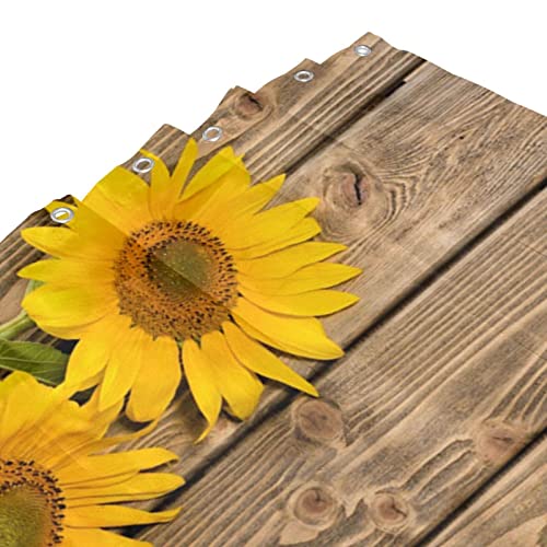 Rideau de douche imperméable tournesols sur bois 183x183 cm