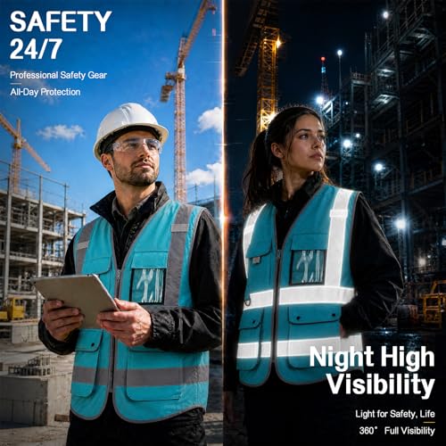 Image of XIAKE Reflective Safety Vest for Men & Women High Visibility Class 2 Vest with Pockets Meets ANSI Standards