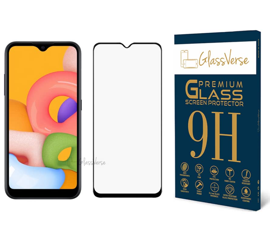 GlassVerse Anti-Shatter Tempered Glass For Samsung Galaxy A01 (Pack of 1) with Free Installation Kit Full screen Coverage Free Replacement If Received Damaged - 5.7 inch
