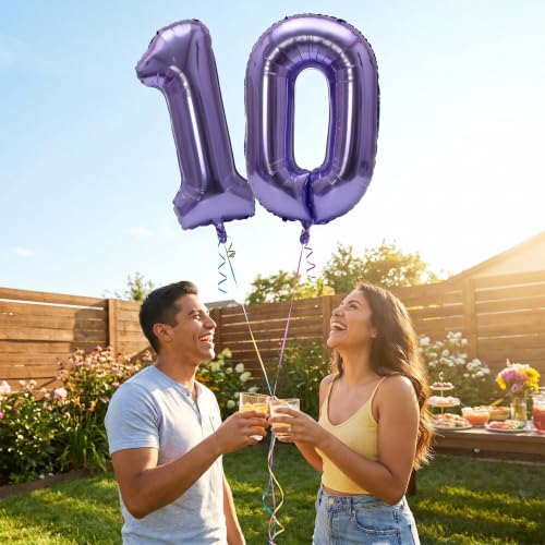 Image of YPSelected 32 Inch Large Foil Helium Number Balloon Birthday Wedding Party 0-9 (Purple, 0)