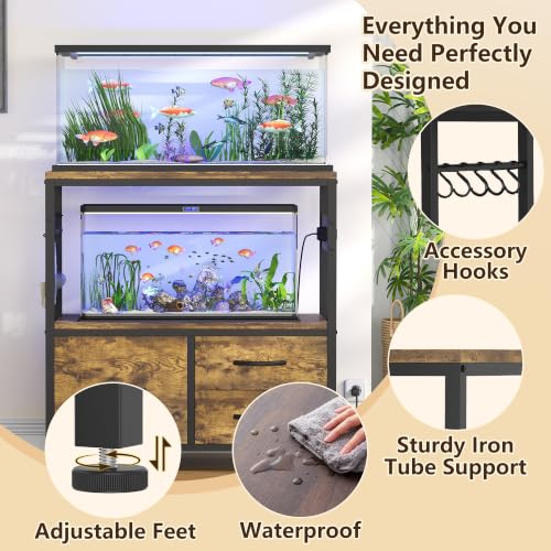 Image of Heybly 20-29Gal Fish Tank Stand with Drawer, Power Outlet,330lbs HAS001SR-1