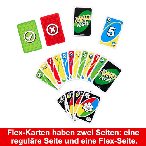 Mattel Games UNO Flex, UNO Kartenspiel für die Familie, mehr Abwechslung durch Powerkarten, Perfekt als Kinderspiel, Reisespiel oder Spiel für Erwachsene, für 2-10 Spieler, ab 7 Jahren, HMY99 – Bild 3