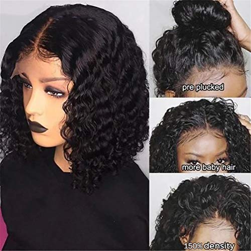 Perruque bouclée lace frontal courte de style bob brésilien 150% de densité 22 pouces - 2
