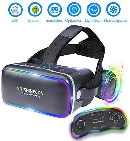 3D VR Headset Virtual Reality Glasses -for 3D Movies Video Games Comfortable VR Goggles with Stereo Adjustable Headphone Compatible with All iOS/Android Smartphones Within