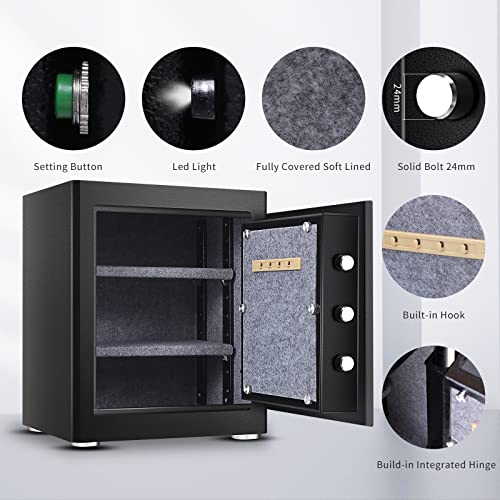 Hsdys Deluxe Biometric Fingerprint Safe, Home Security Safe Box With Digital Touch Screen Keypad, Storage Documents Jewelry Valuables(1.43 Cubic Feet,Black)…… #TOP4