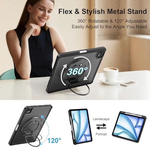 Image of iPad A16 11 /10th Generation Case with Keyboard, Air 11 inch (M4 /M3 /M2, 2026 /2025 /2024), Magnetic Detachable Backlit Keyboard, Trackpad, 360 Stand, Pencil Holder, Slim for Air 5 /4th 10.9 inch Pro 11(Black)
