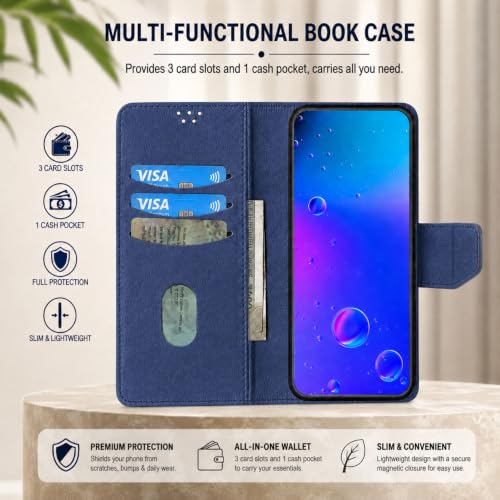 Image of SBMS Flip Cover for Oppo K13 5G Back Cover Case with Magnatic Closure | Inbuilt Stand | Card & Money Pocket (Blue)