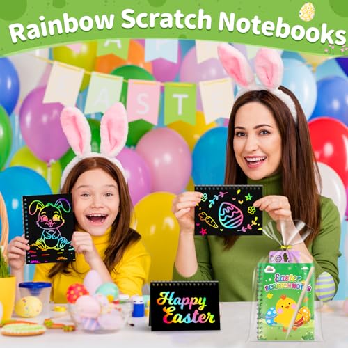Image of ZMLM 24 Pack Scratch Rainbow Art Notebook for Easter Classroom Gifts