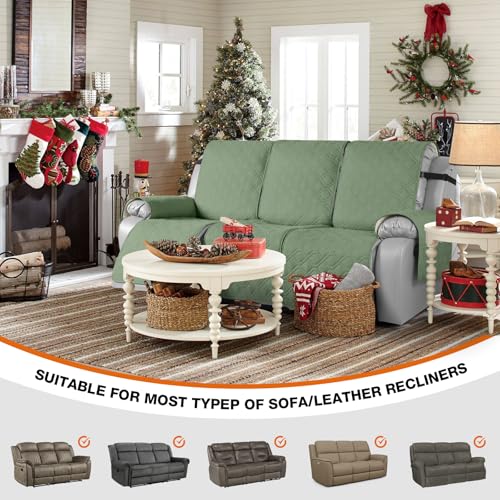 Image of VANSOFY Waterproof Recliner Couch Covers Washable, Bean Green,3 Seater | 1-Piece, Non-Slip with Elastic Straps, Sofa Cover with Pocket for Dogs, Pets