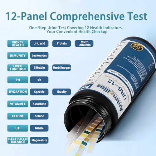 Antmoilios 12-Panel UTI Test Strips Kits for Urinalysis 100ct, Women Urine Treatment & Prevention at Home, URS Testing Kit for Kidney, Liver, UTI, Keto Diet, Ketosis, Hydration, Proteinuria, & More