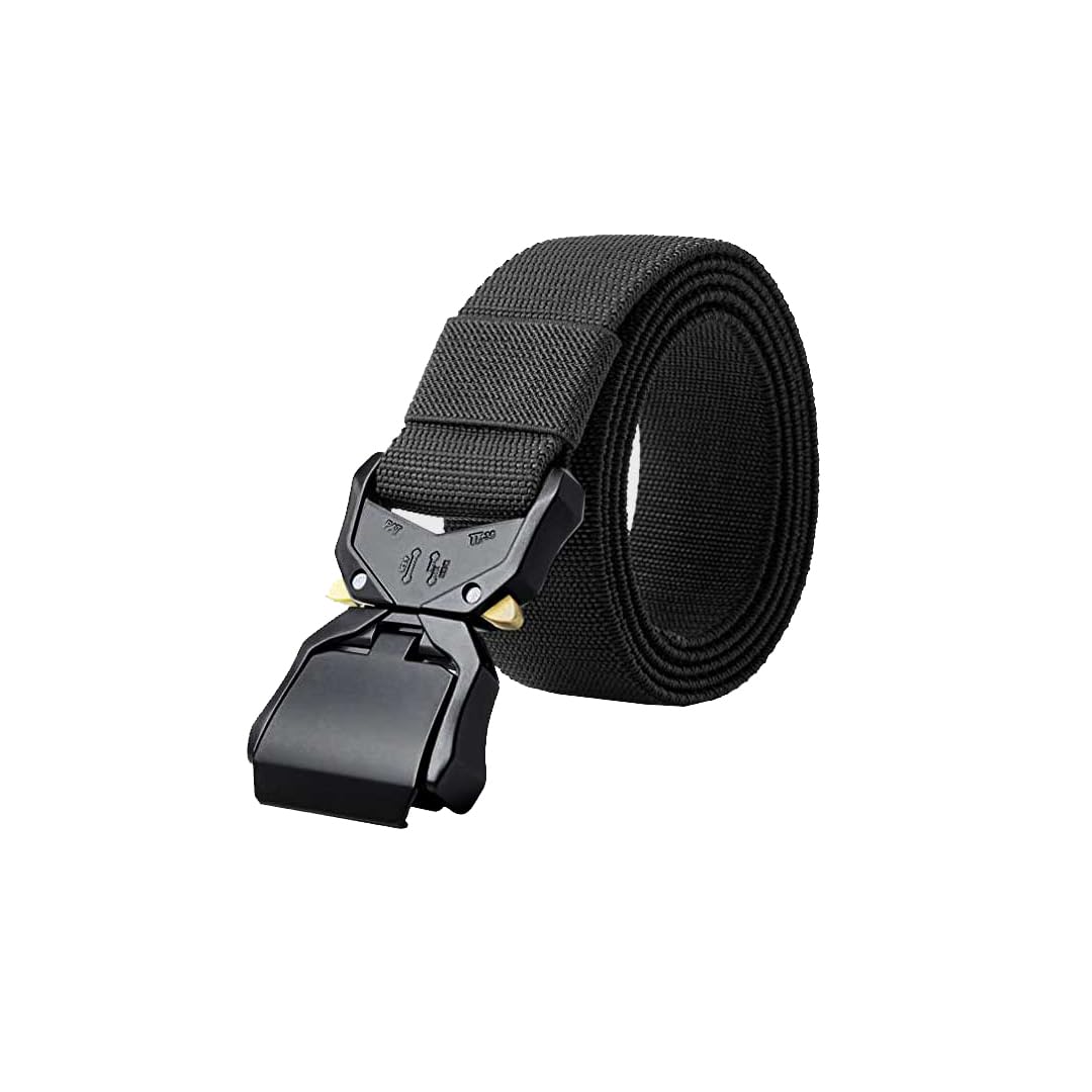 D555 Tactical Stretch Webbing Belt Kingsize Heavy Duty Quick Release Buckle Dale (Black, 8XL)