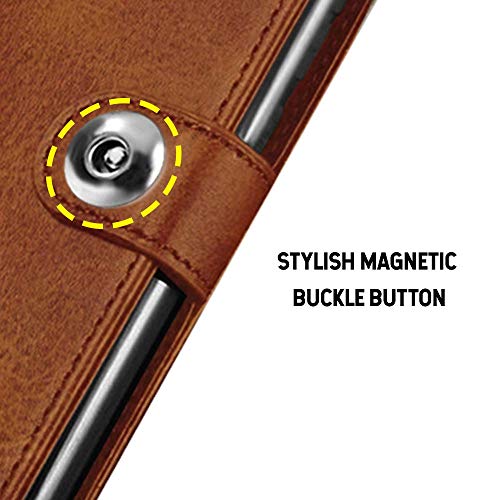 Image of Pikkme Flip Cover Leather Finish | Inside TPU with Card Pockets | Wallet Stand and Shock Proof | Complete Protection Button Flip Case for Samsung Galaxy A50 / A50s / A30s(Brown)