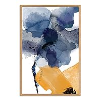 SIGNWIN Framed Canvas Wall Art Blue Flower Canvas Prints Home Artwork Decoration for Living Room,Bedroom - 16x24 inches