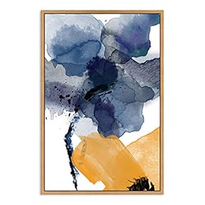 SIGNWIN Framed Canvas Wall Art Blue Flower Canvas...