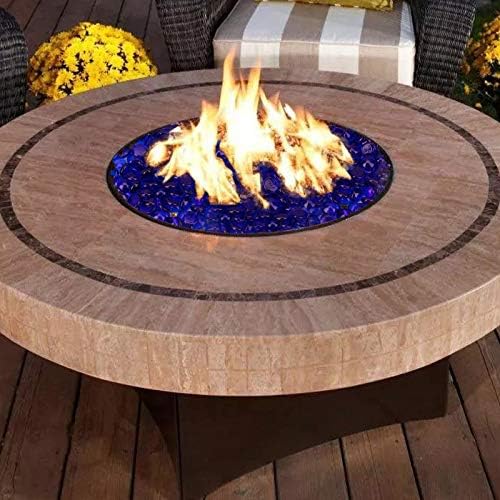 [18 Pound] Fire Glass Beads Fireglass Drops for Gas Fire Pit Fireplace Cobalt Blue Luster Reflective Decorative Glass Gems Rocks Pebbles Stone for Vase Fillers Aquarium Fish Tank Decoration (18.1)
