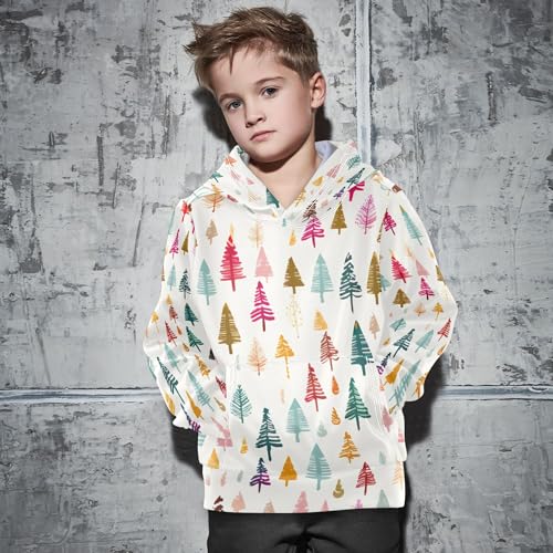 Kids Hoodies Sweaters Christmas Xmas Trees Hooded Sweatshirts with Big Pockets for Boys Girls B0400291 5