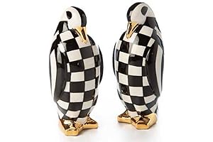 Mackenzie Childs Checkmate Penguin Salt & Pepper Set