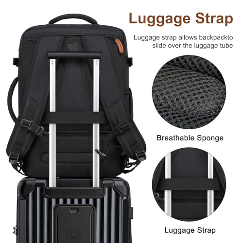 Image of Joyway 20in Carry On Luggage with Cup Holder and USB Port, 25% Expandable Capacity, Smart Suitcase with Anti Slip Wheels and Backpack, Perfect for Men and Women 3 Piece Set Black