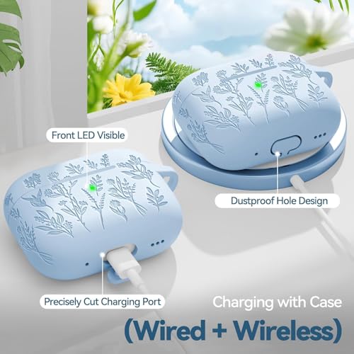 Image of Ekoonpft for Airpods Pro 3 Case, Flower Engraved Cases for Apple AirPods Pro 3rd Generation 2025, Soft Silicone Cover for Men Women Girly with Cleaning Kit & Keychain, Anti-Scratch, Shockproof