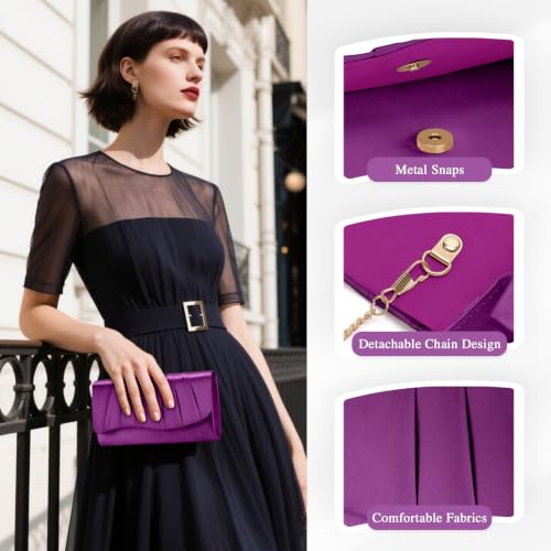 Image of UBAYMAX Clutch Purses for Women Formal, Pleated Satin Evening Bag Purse Handbags Evening Clutch for Prom Party Wedding
