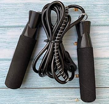 SIMRAN SPORTS Polyvinyl Chloride Adjustable Skipping Exercise Rope, Black - image, photos