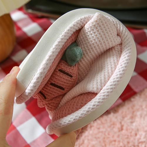 Cartoon Bunny Rabbit Head Animal Carrot Shape Slippers, Women's Four Seasons Home Cotton Linen Shoes Anti-Slip, Easy to Clean Indoor and Outdoor4