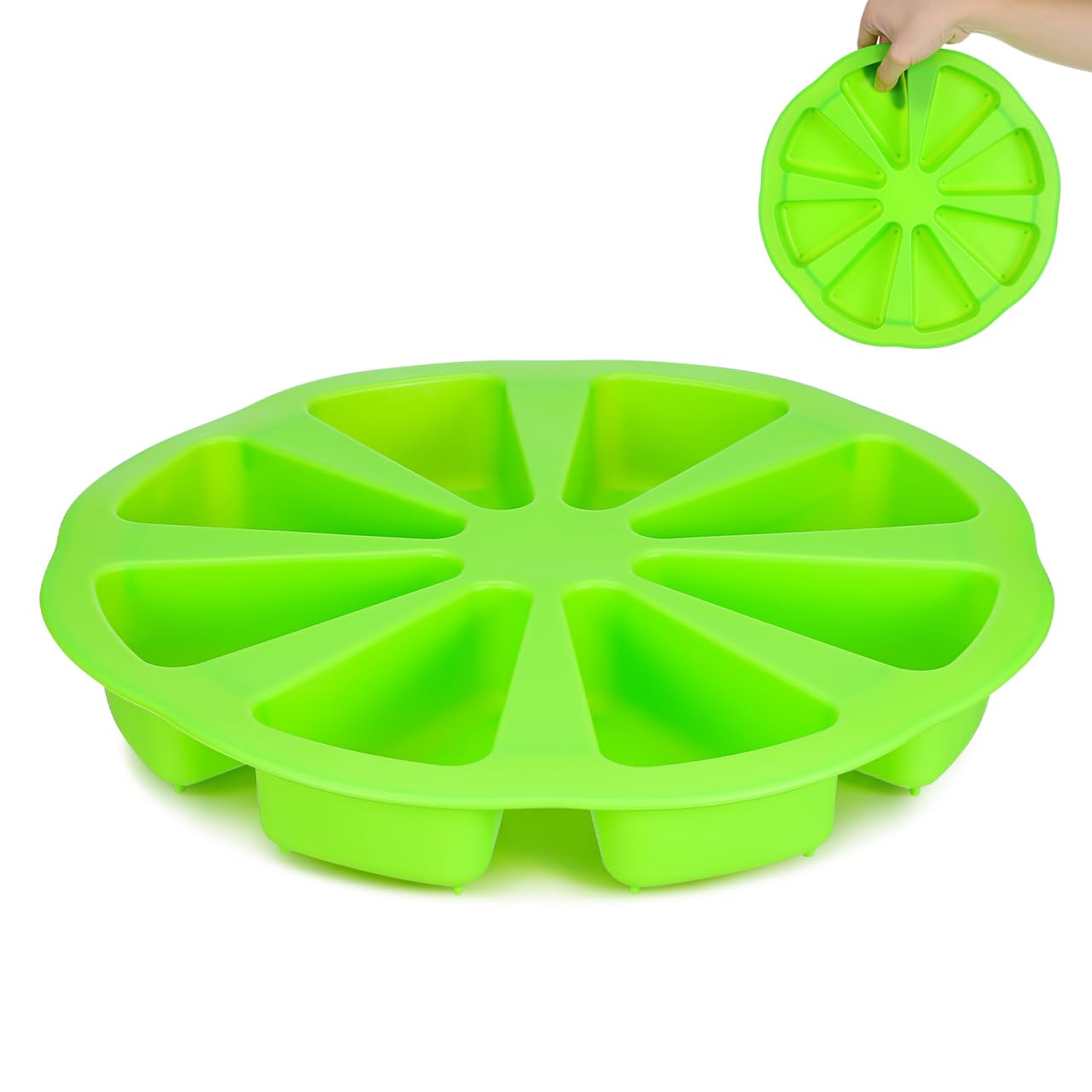 Toyvian 8 Cavity Silicone Cake Mould for Baking with Easy Release and Reusable Features, Green DIY Silicone Cake Pan for Baking and Making Polymer Clay Slices