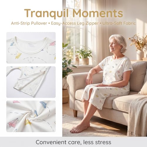 Image of Unisex Anti-Strip Adaptive Jumpsuit with Back-Zipper,One-piece Short-Sleeved Trousers,Suitable for Dementia Patient,Seniors,Alzheimer's Patients,Incontinence Care