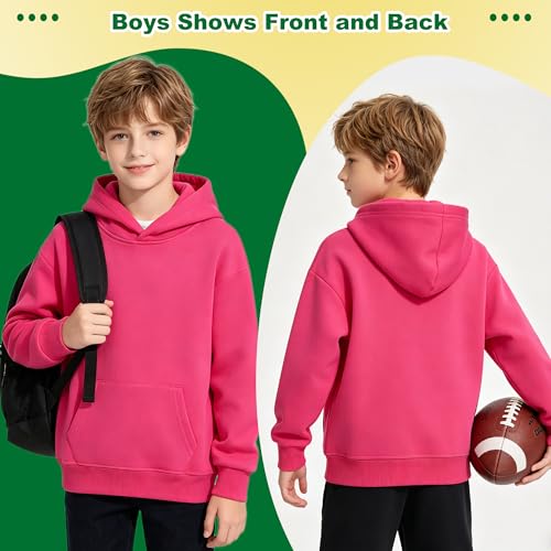 Image of Kids Athletic Pullover Hoodie Sweatshirt with Pocket Tops,2-12Years | Boys and Girls Fleece Hooded Christmas Halloween Teen Girls Athletic Hoodie Solid Color Lightweight Classic Kids Clothes