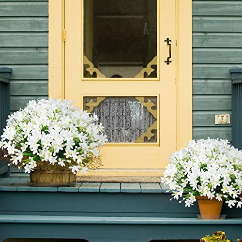 8 Bundles Artificial Daffodils Flowers Outdoor Artificial Flowers UV Resistant Fake Flowers Faux Flowers Shrubs for Indoor Outside Garden Porch Window Box Home Office Wedding Decor image 4
