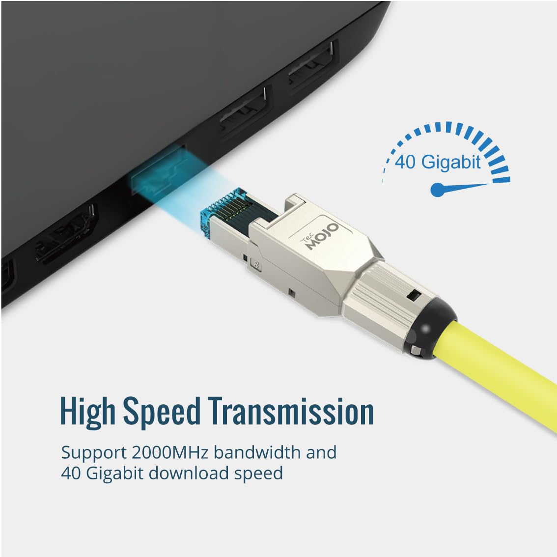 Tecmojo Cavo di rete Ethernet LAN CAT8 S/FTP, 20 m, 40 Gigabit, conduttore in rame puro PiMF 22 AWG con schermatura LSZH DCA, con strumento per cavi, connettori RJ45 e prese Keystone, giallo
